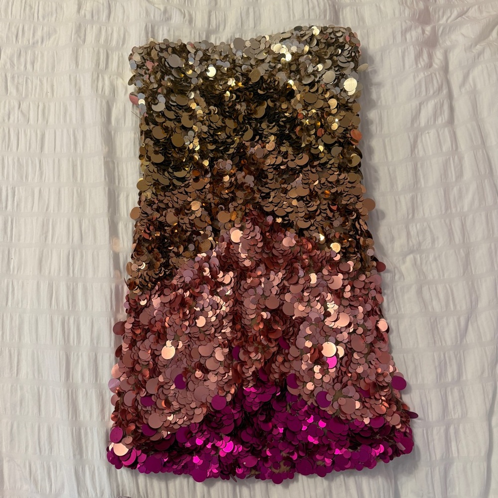X by NBD Multicolor Sequin Strapless Mini Dress from Revolve
